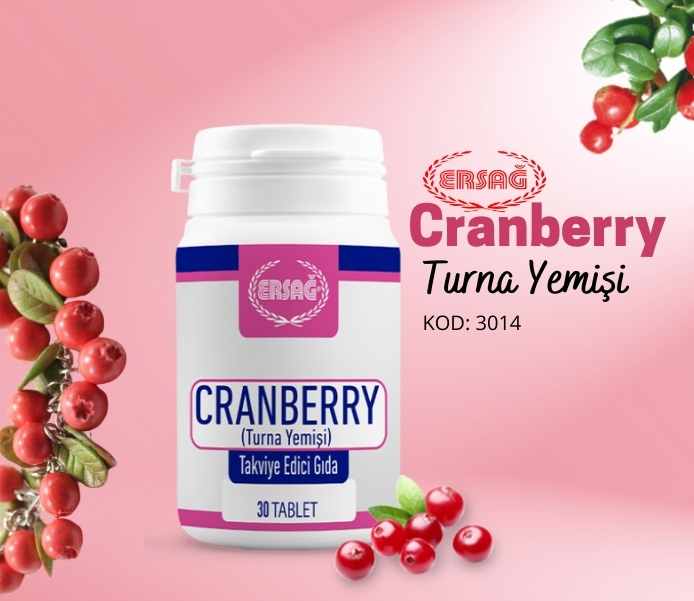 Doğanın Mucizesi: Ersağ Cranberry (Turna Yemişi) ile Günlük Sağlık Desteği Ersağ Cranberry (Turna Yemişi), doğanın sunduğu mucizelerden birini size sunmak üzere özenle hazırlanmış bir takviye edici gıdadır. Hiçbir dolgu ve katkı maddesi içermeyen bu saf formül, turna yemişinin olağanüstü faydalarını direkt olarak size ulaştırır. Her tablette 500 mg turna yemişi ekstresi bulunur, bu da günlük sağlık rutininize mükemmel bir destek sağlar.