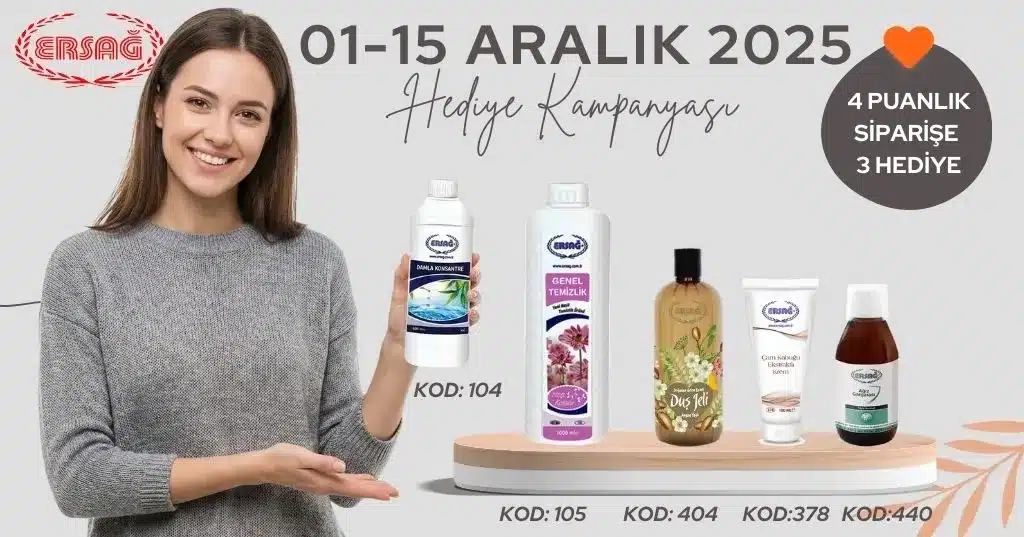 🔔 Ersağ'dan kaçırılmayacak kampanya! 1-15 Aralık tarihleri arasında 4 puan değerinde alışveriş yapın, tam 5 farklı hediye seçeneği içerisinden dilediğiniz 3 tanesine ücretsiz sahip olun. Sağlıklı ve doğal ürünlerle tanışma zamanı!