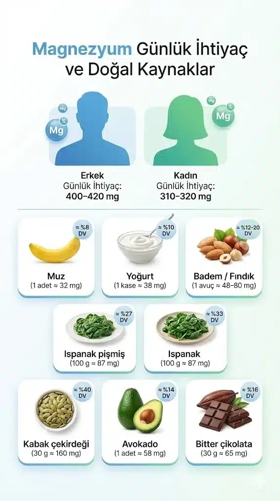 magnezyum içeren besinler doğal kaynaklar